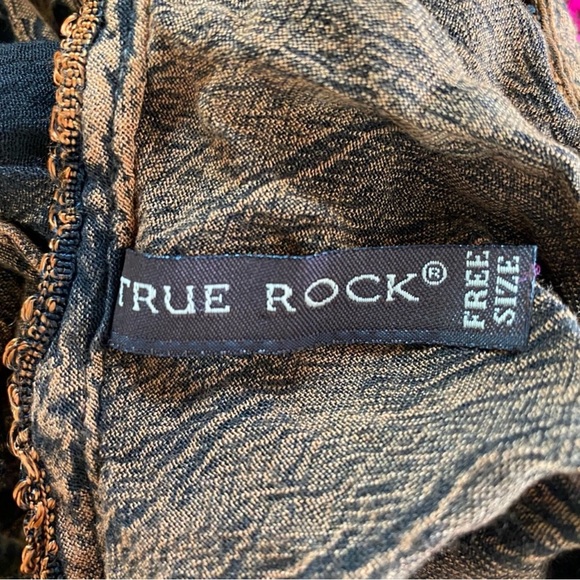 Sun Dress—True Rock Free Size Tie-Dye Rayon Embroidered V-neck, Brown Pink - Picture 9 of 12